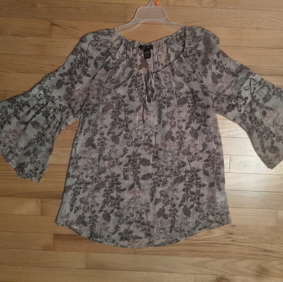 Flowy Fairycore Blouse with Florals - Picture 1 of 4